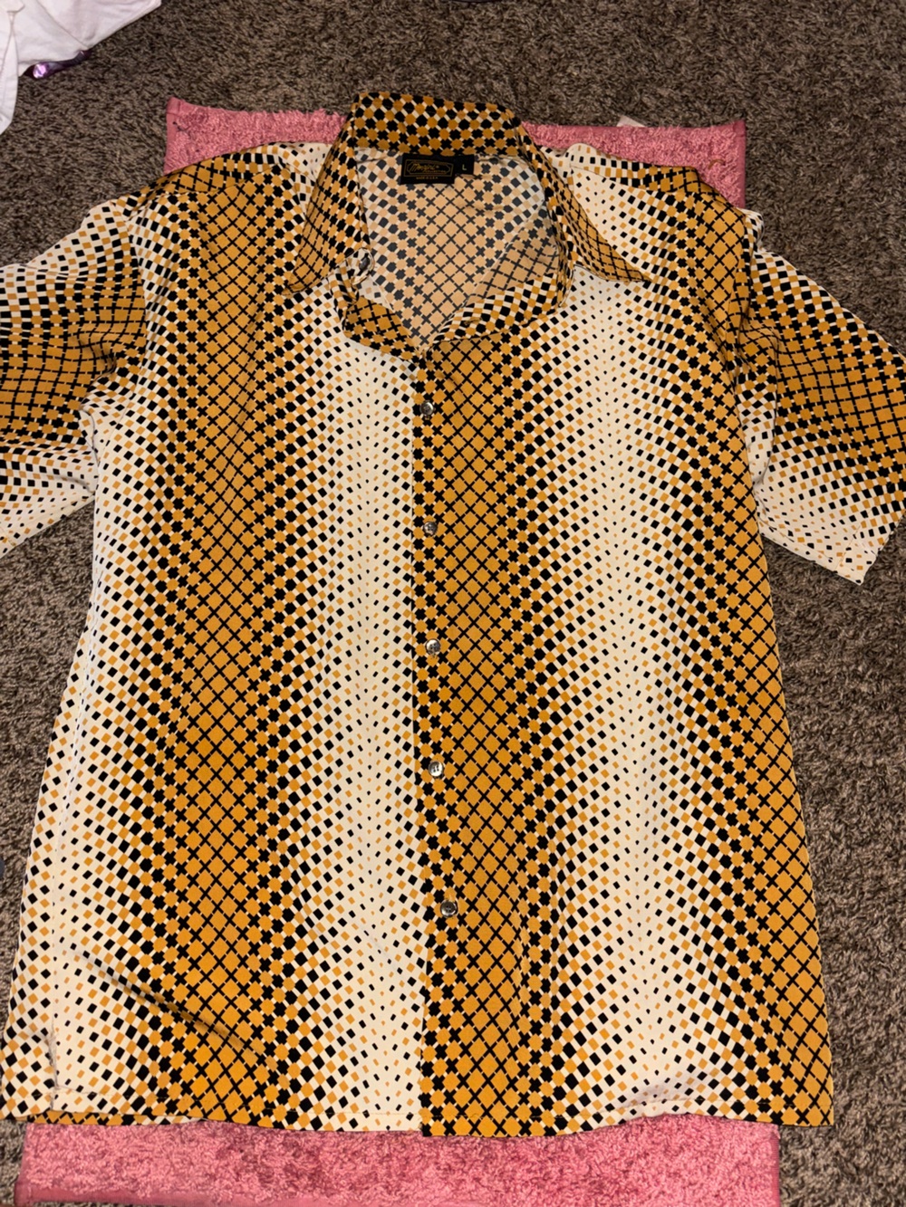 Iman Collection Geometric Print Blouse in Mustard & Black